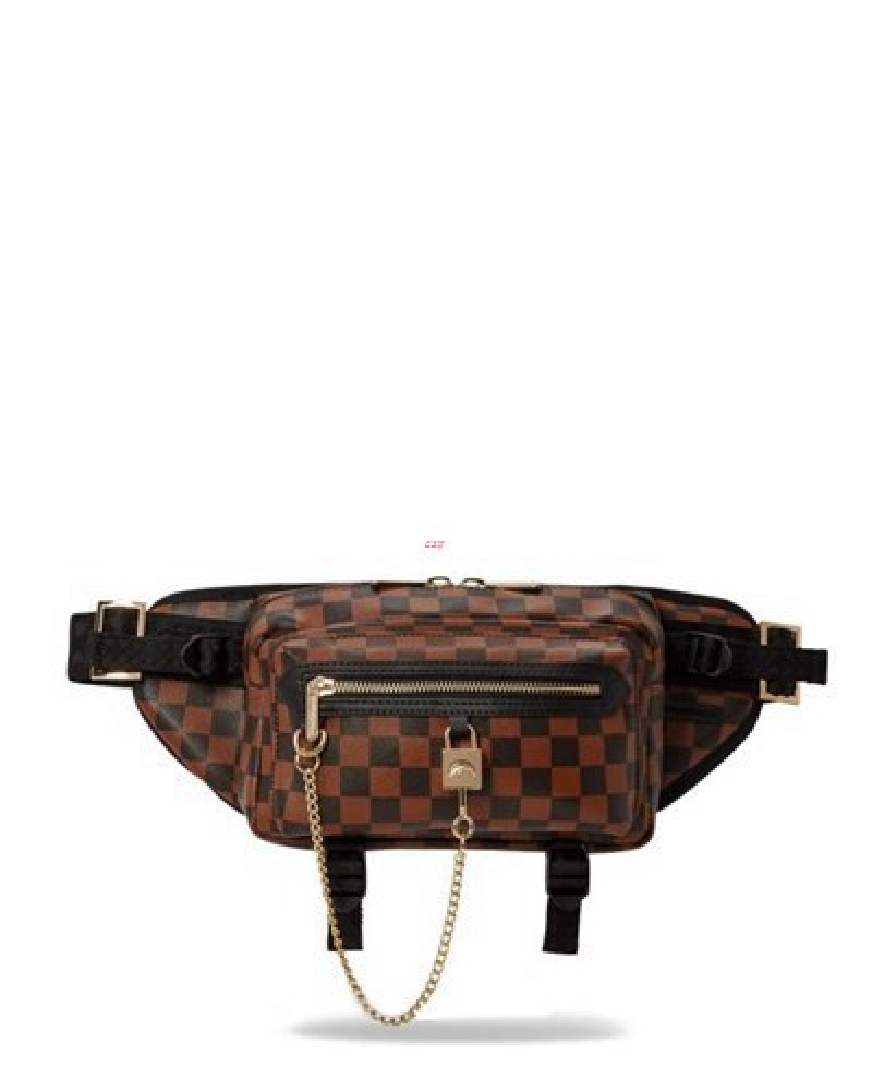 Brown Sprayground Henny Lock Sharks In Paris Cargo Crossbody Bags | 85620-NRKI