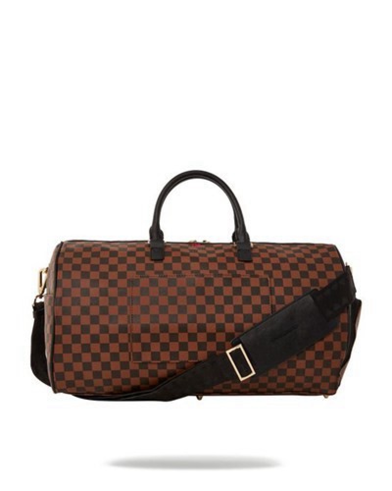 Brown Sprayground Henny Lock Sharks In Paris Duffle Bags | 24507-WDJI