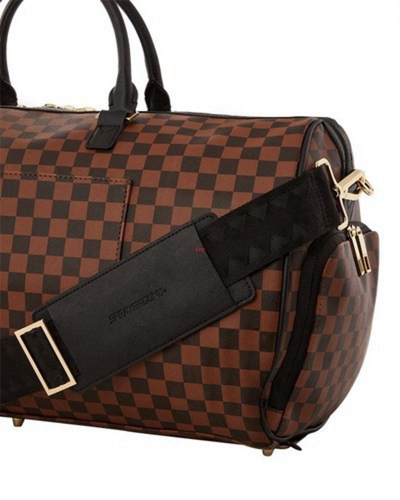 Brown Sprayground Henny Lock Sharks In Paris Duffle Bags | 24507-WDJI