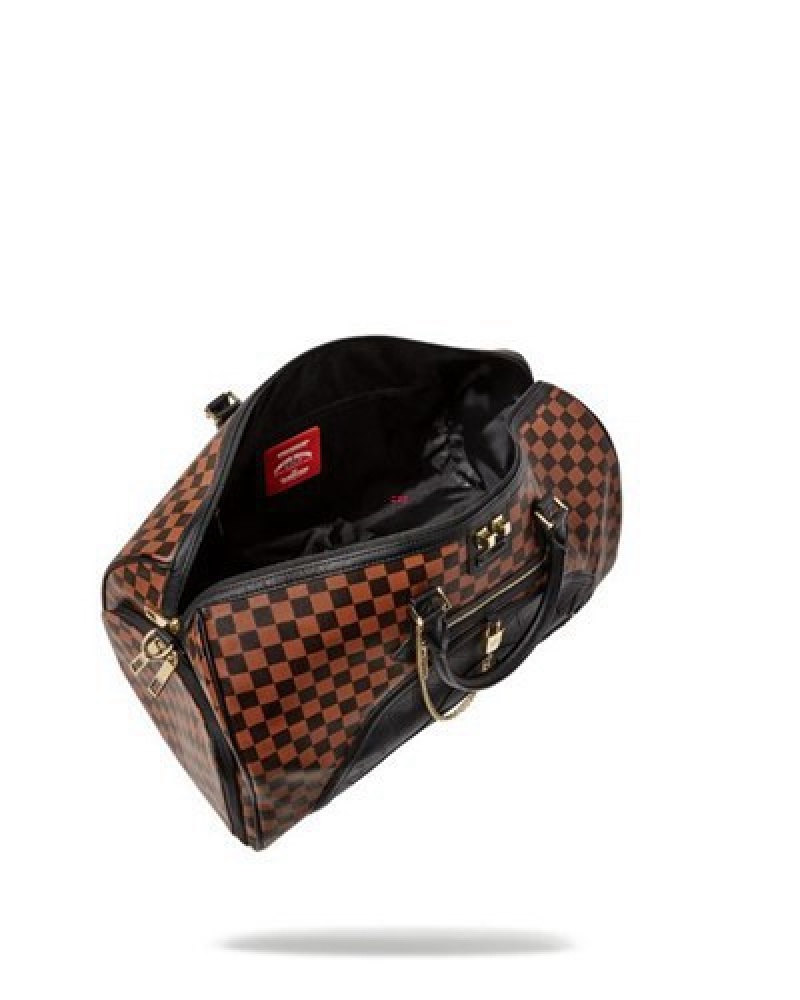 Brown Sprayground Henny Lock Sharks In Paris Duffle Bags | 24507-WDJI