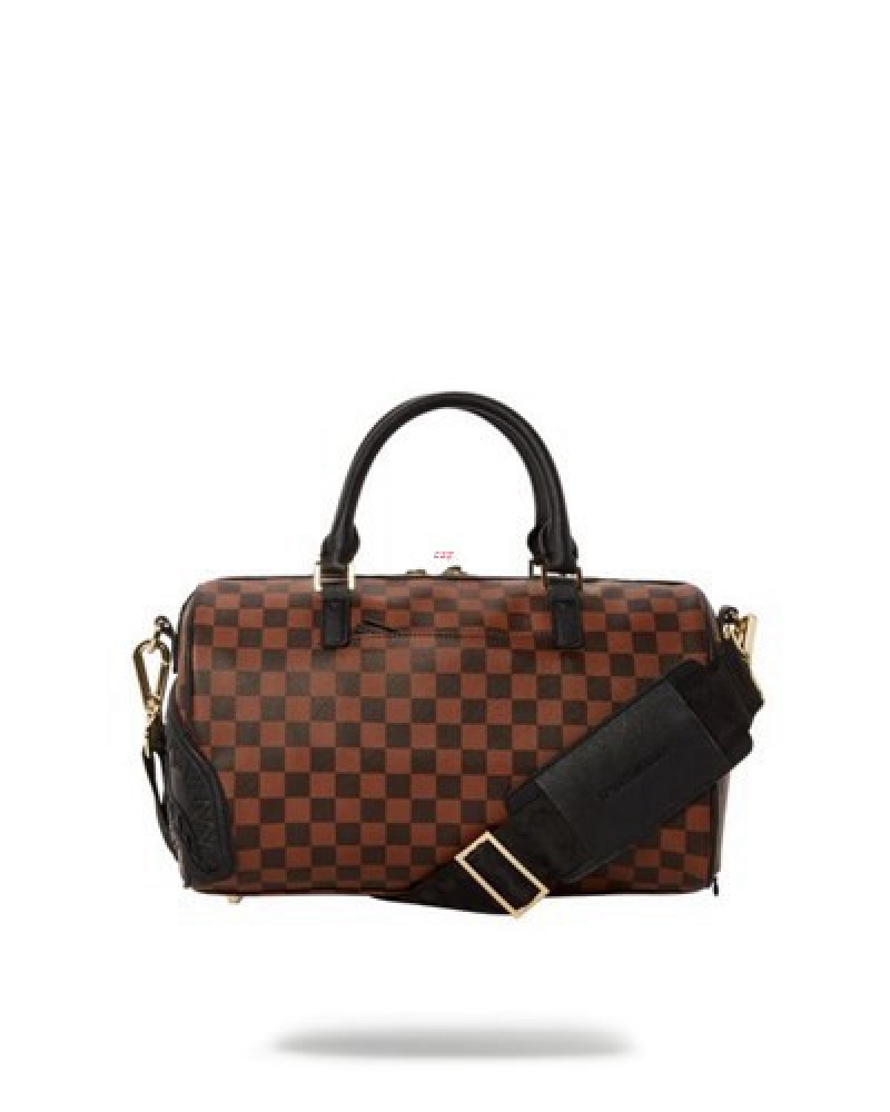 Brown Sprayground Henny Lock Sharks In Paris Mini Duffle Bags | 87413-GNTL