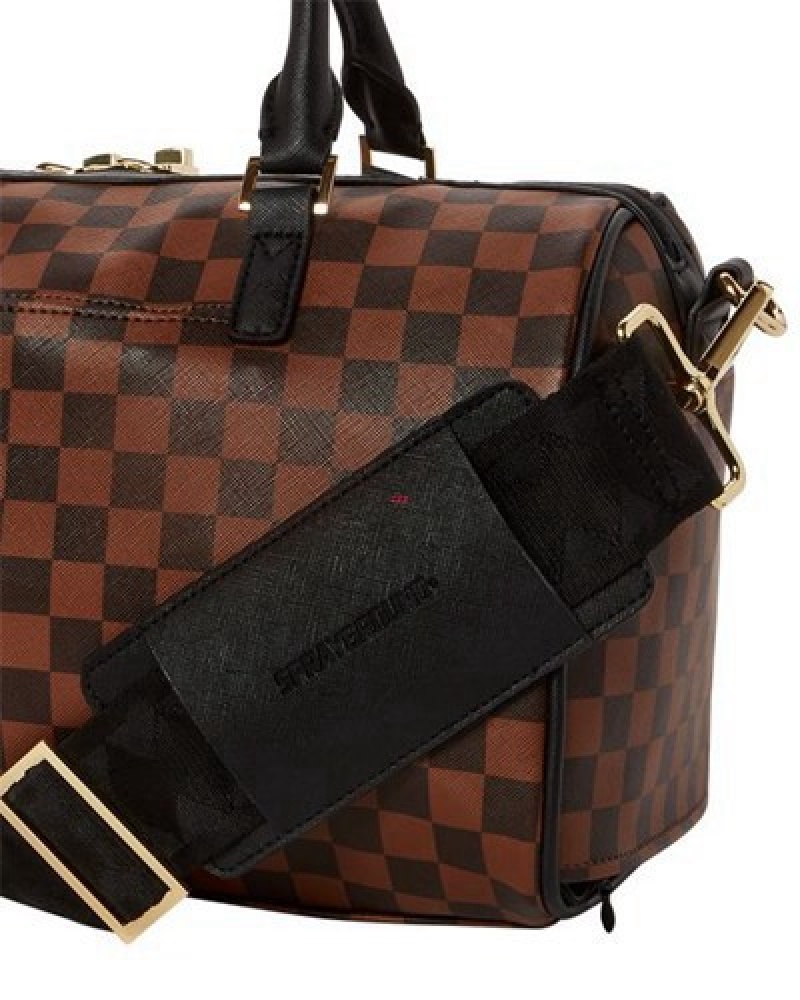 Brown Sprayground Henny Lock Sharks In Paris Mini Duffle Bags | 87413-GNTL