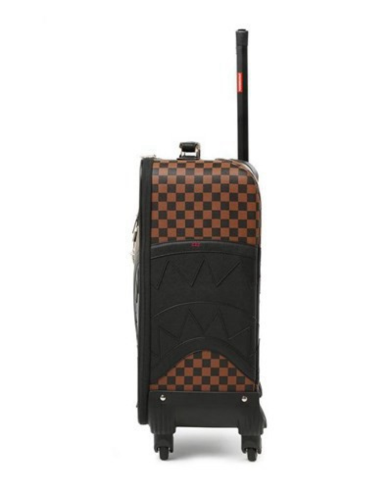 Brown Sprayground Henny Lock Sharks In Paris Jetsetter Carry-on Luggage | 01526-MJNW