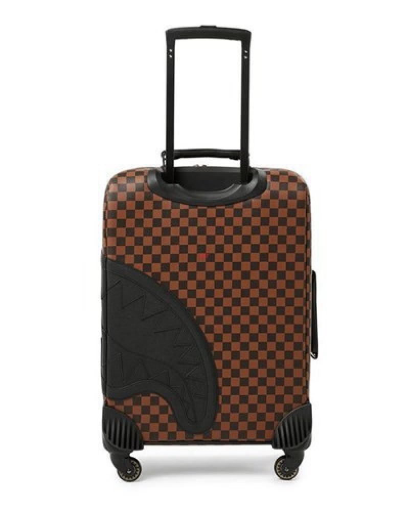 Brown Sprayground Henny Lock Sharks In Paris Jetsetter Carry-on Luggage | 01526-MJNW