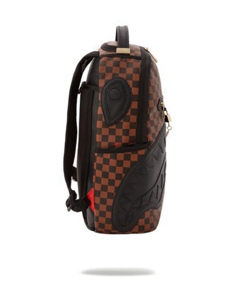 Brown Sprayground Henny Lock Sharks In Paris (Dlxv) Backpacks | 79104-DYMP