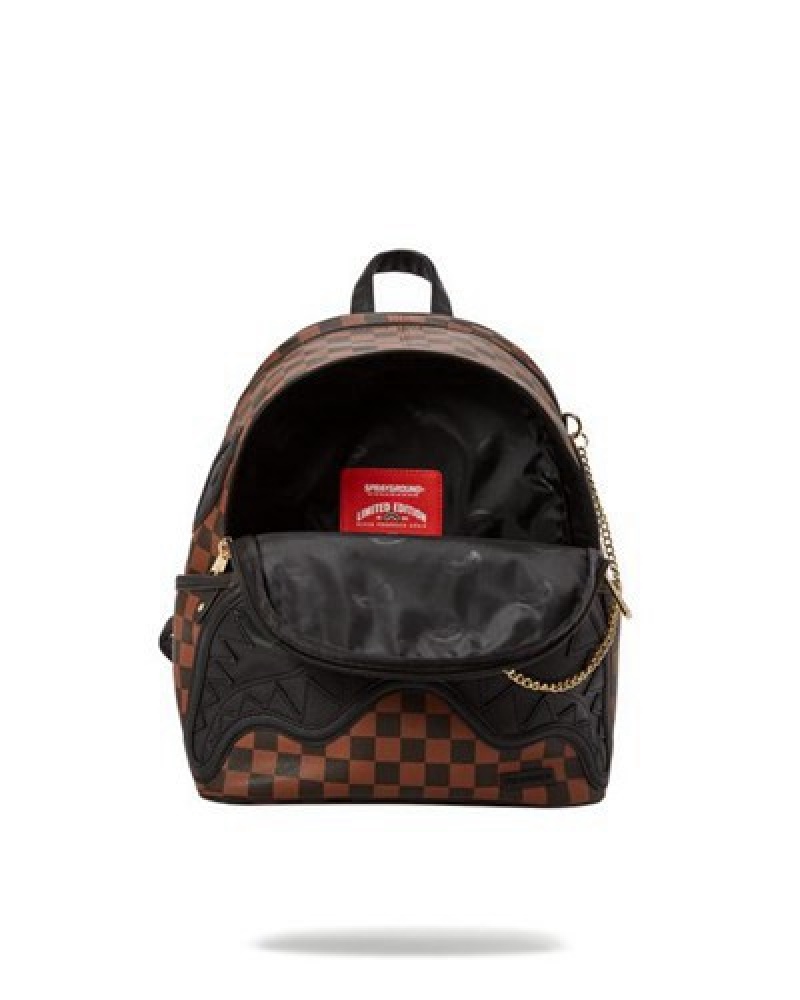 Brown Sprayground Henny Lock Sharks In Paris Savage Backpacks | 38251-WLGR