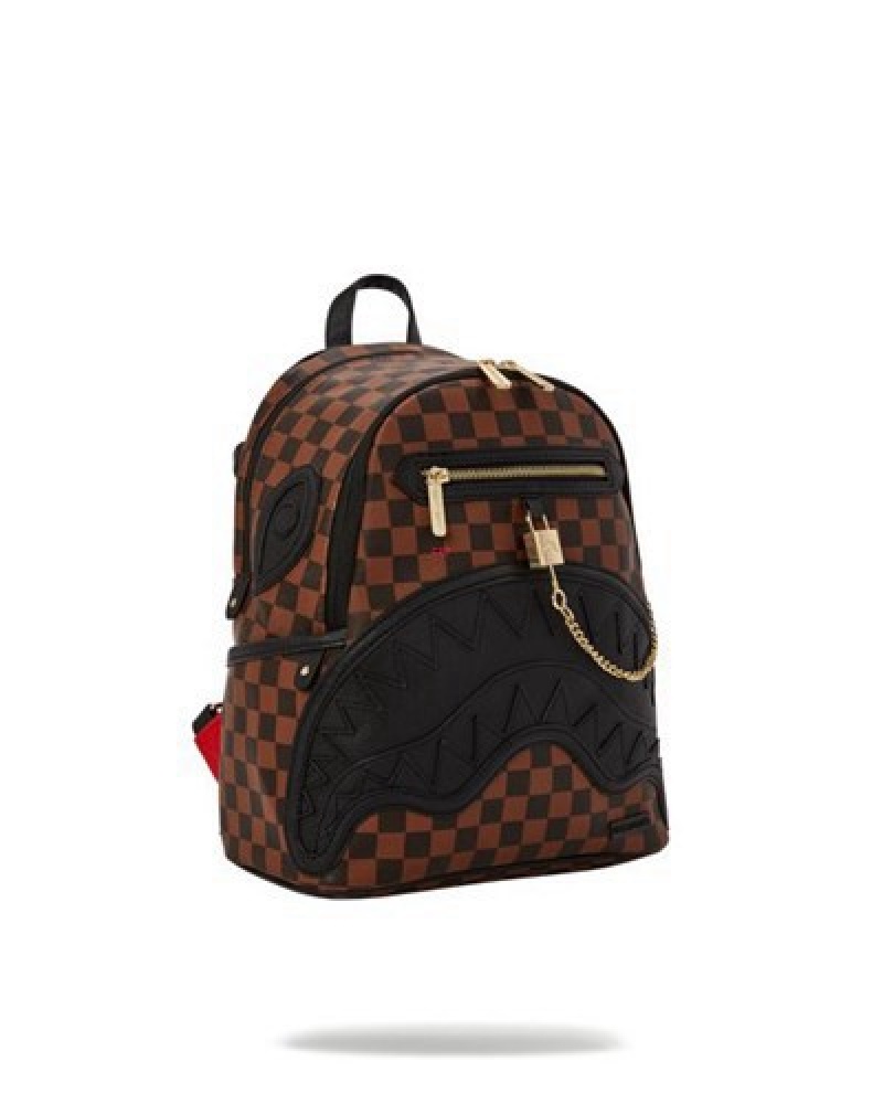 Brown Sprayground Henny Lock Sharks In Paris Savage Backpacks | 38251-WLGR