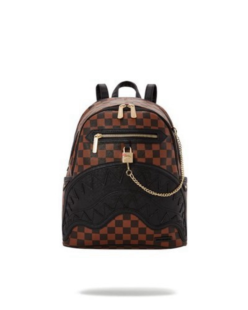 Brown Sprayground Henny Lock Sharks In Paris Savage Backpacks | 38251-WLGR