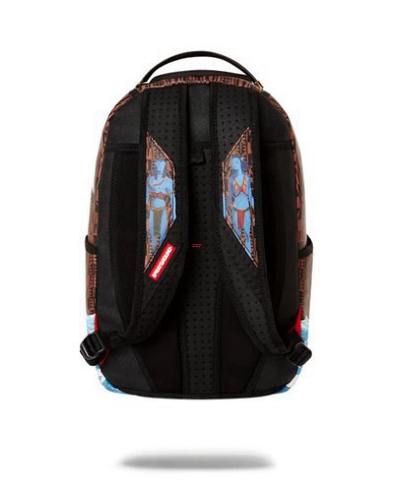 Brown Sprayground Jake And Neytiri Sharks In Pandora Backpacks | 31465-HVTE