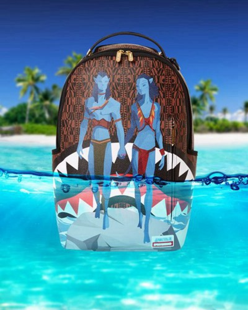 Brown Sprayground Jake And Neytiri Sharks In Pandora Backpacks | 31465-HVTE