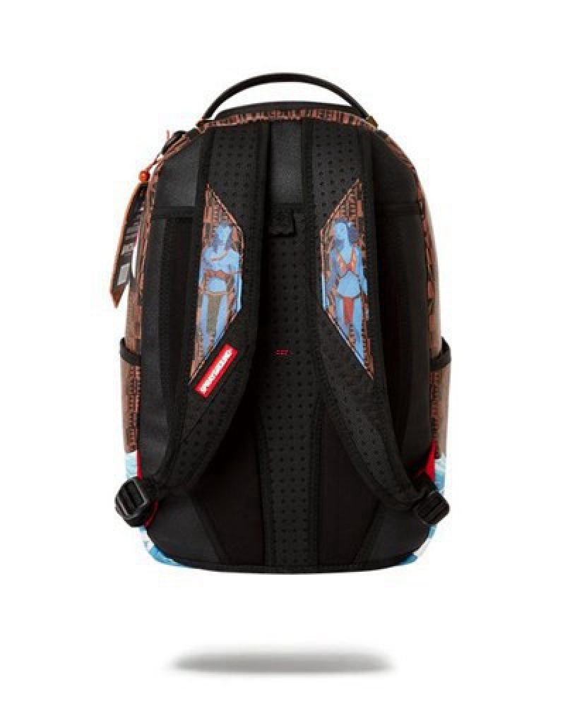 Brown Sprayground Jake And Neytiri Sharks In Pandora Backpacks | 31465-HVTE