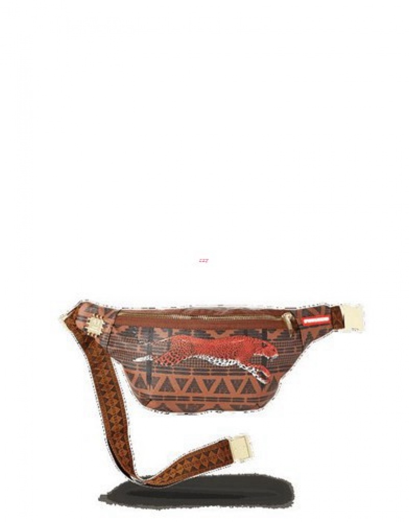 Brown Sprayground Leopards In Paris Crossbody Bags | 86743-RWNZ