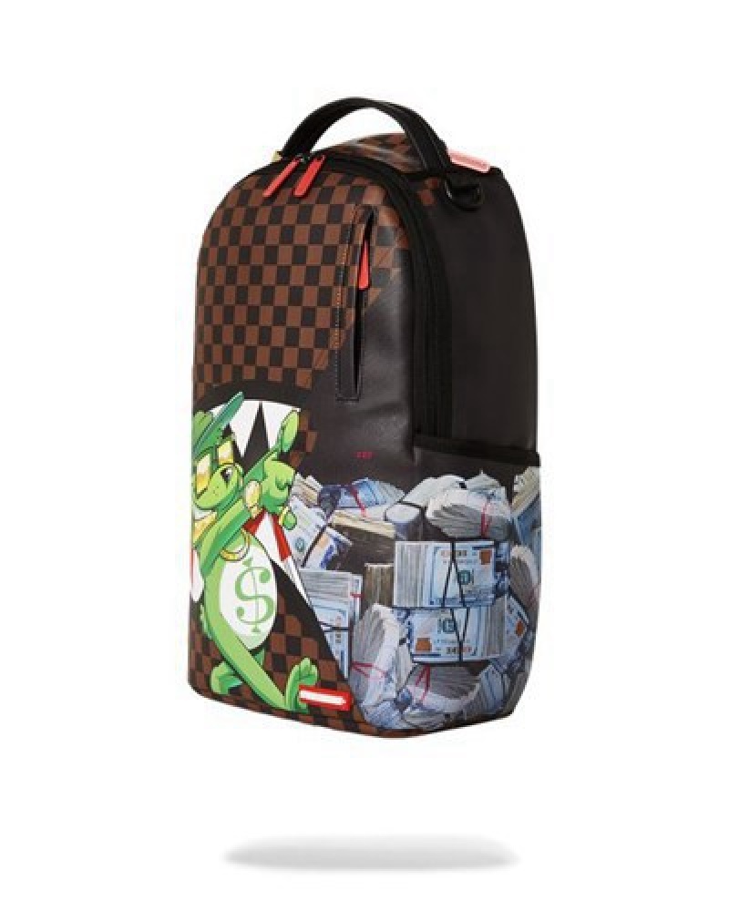 Brown Sprayground Money Bear All Will Be Revealed (Dlxv) Backpacks | 35014-KWGD