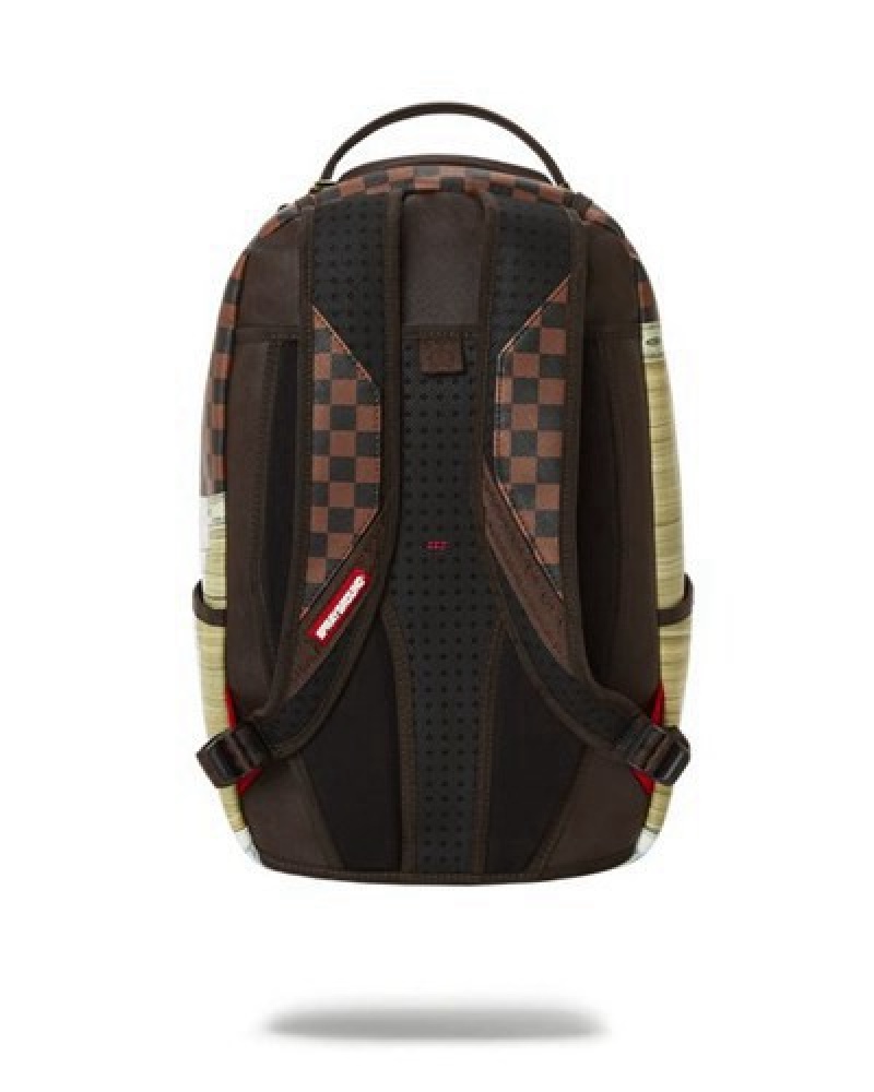 Brown Sprayground Money On The Run (Dlxv) Backpacks | 51890-KWPZ