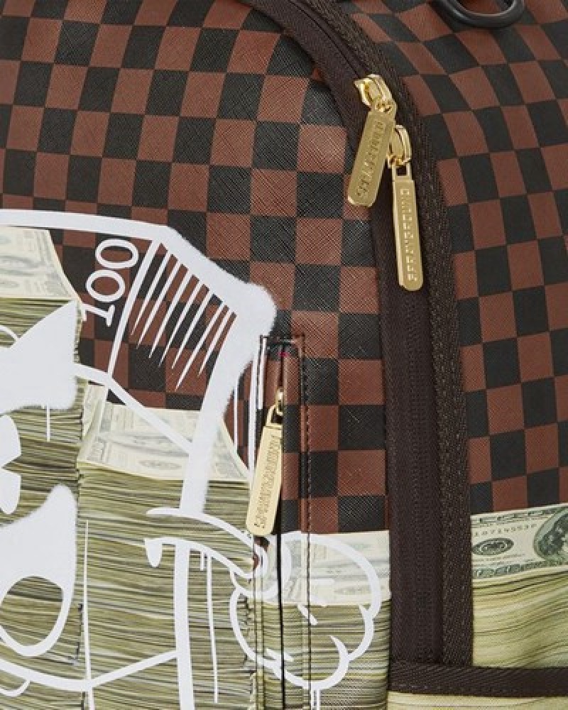 Brown Sprayground Money On The Run (Dlxv) Backpacks | 51890-KWPZ