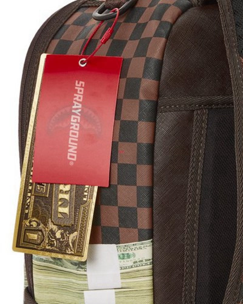 Brown Sprayground Money On The Run (Dlxv) Backpacks | 51890-KWPZ