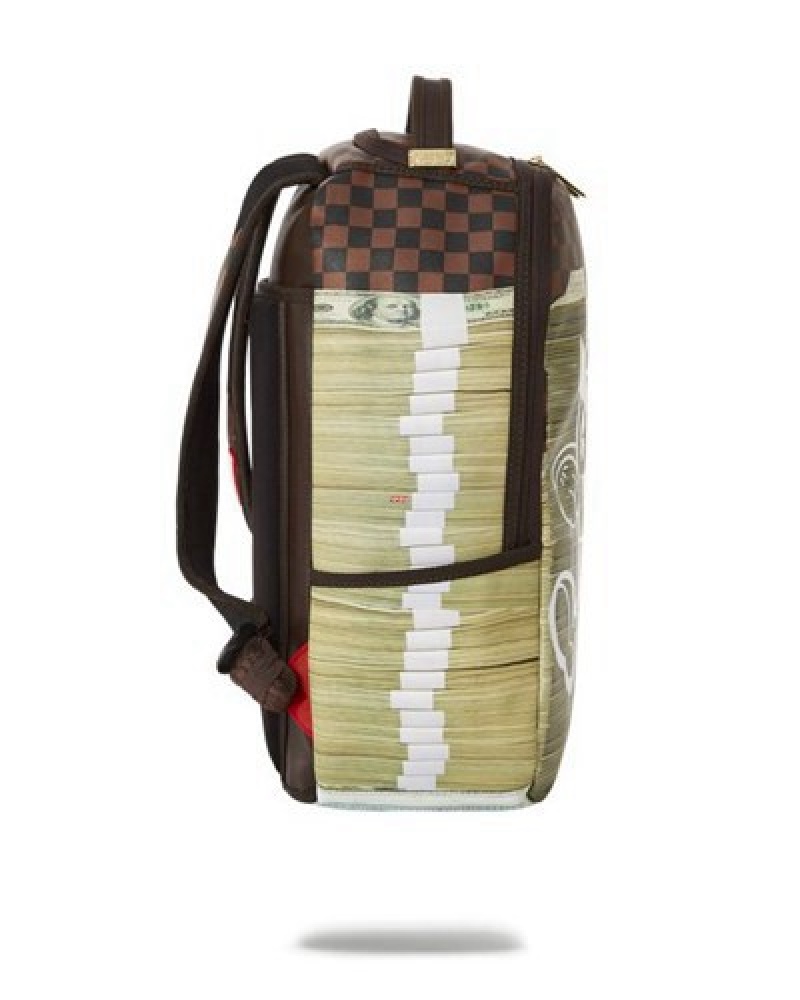 Brown Sprayground Money On The Run (Dlxv) Backpacks | 51890-KWPZ