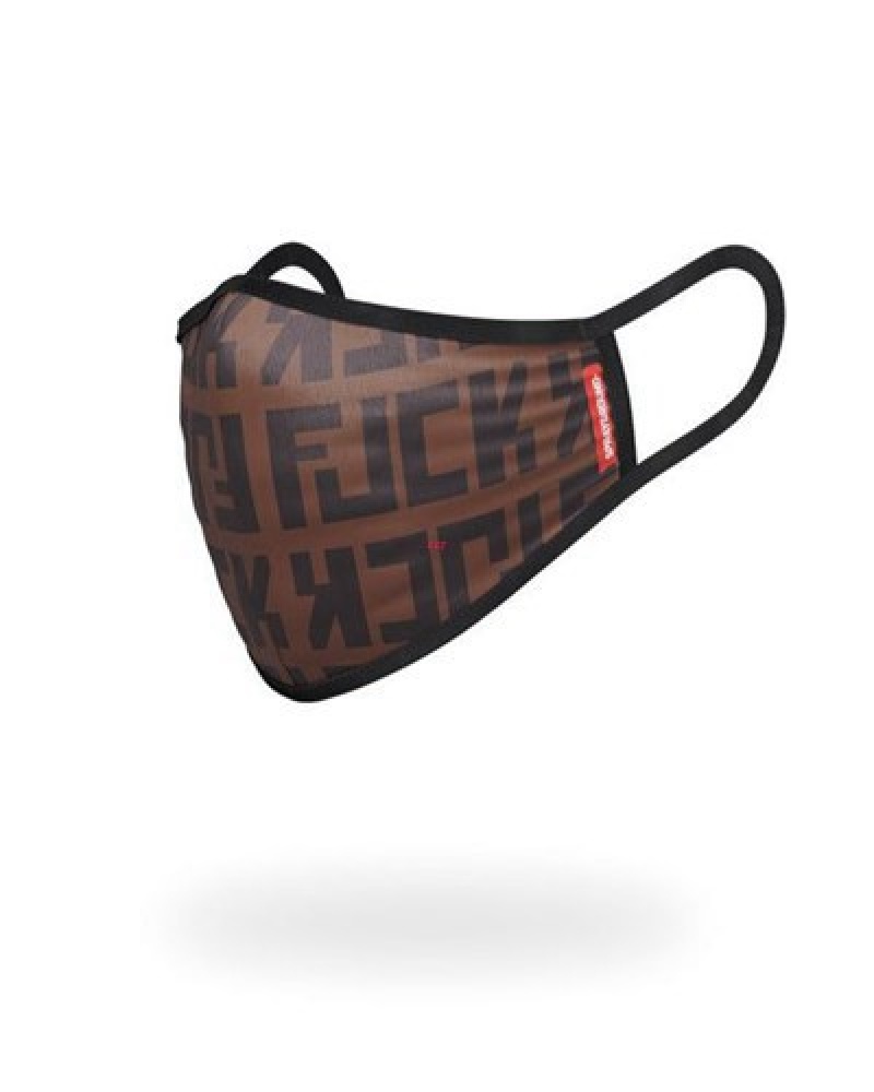 Brown Sprayground Offended Form-fitting Face Masks | 69248-NUXS