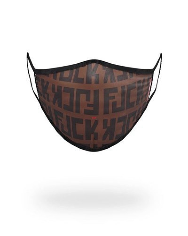 Brown Sprayground Offended Form-fitting Face Masks | 69248-NUXS