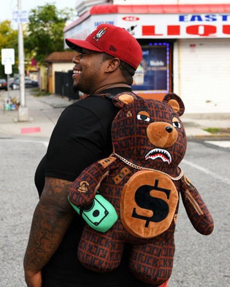 Brown Sprayground Offended Moneybear Teddybear Backpacks | 60918-HRNW