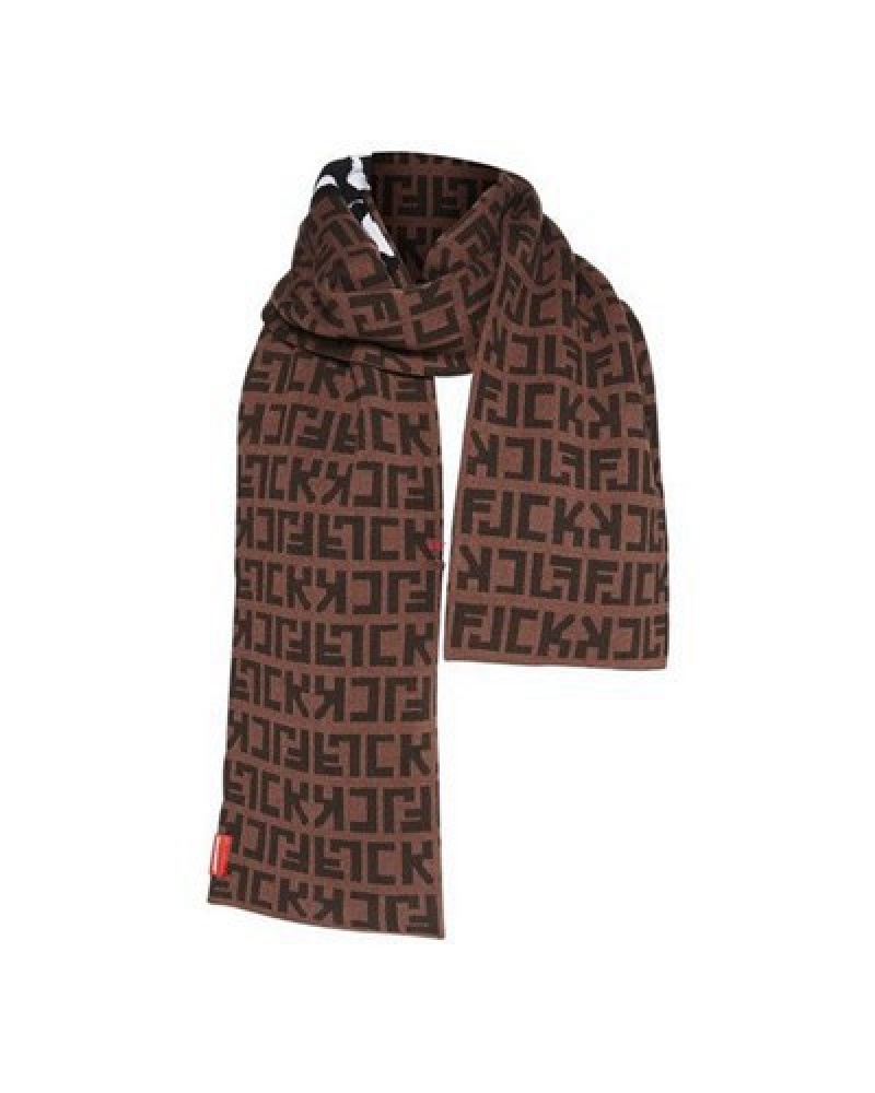 Brown Sprayground Offended Scarf | 60728-NXWM