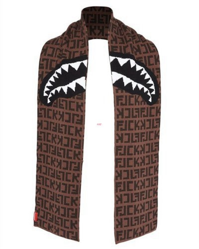 Brown Sprayground Offended Scarf | 60728-NXWM