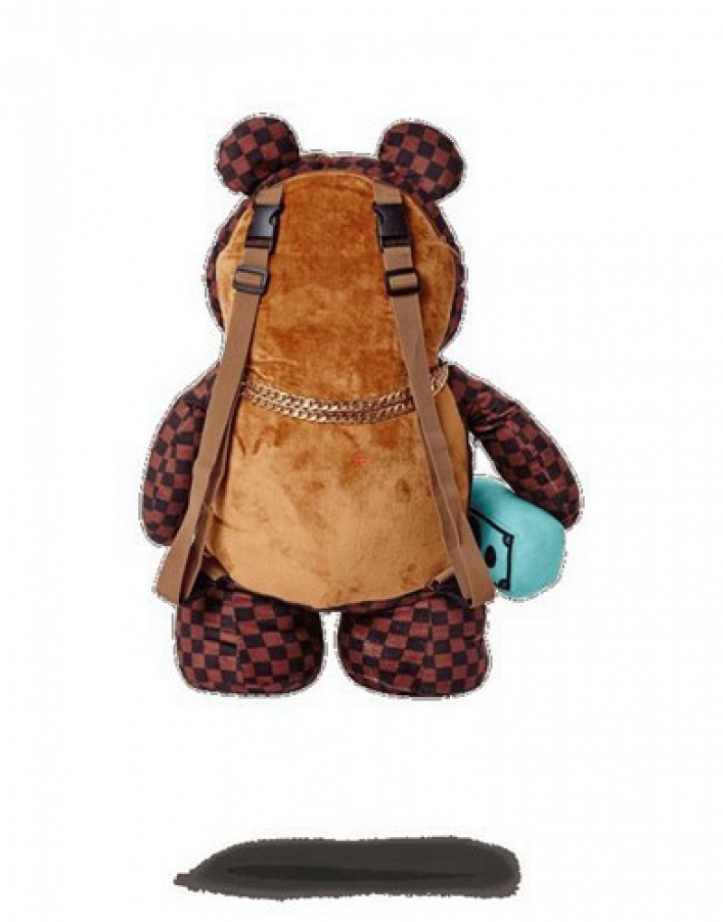 Brown Sprayground Paris Bear (Teddy Bear) Backpacks | 81205-TKJI