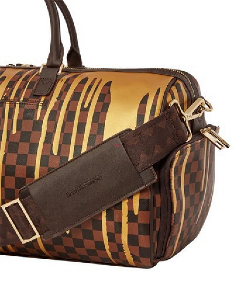 Brown Sprayground Paris Paint Emperor Duffle Bags | 90367-KHUX