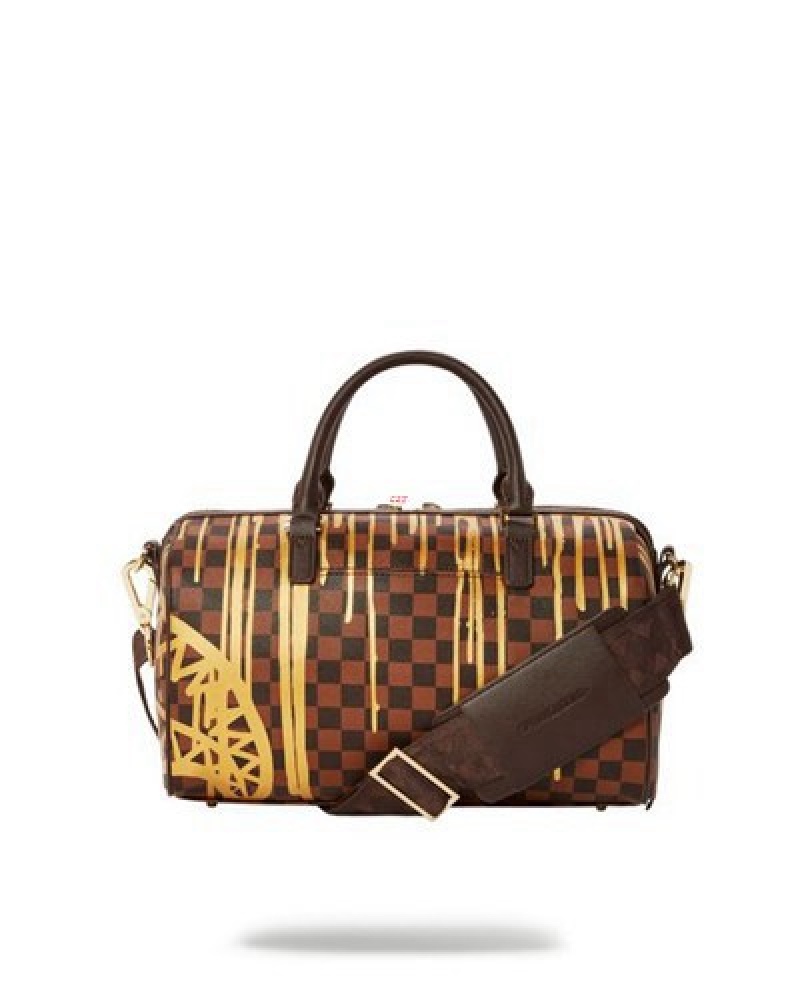 Brown Sprayground Paris Paint Mini Duffle Bags | 02687-COUA