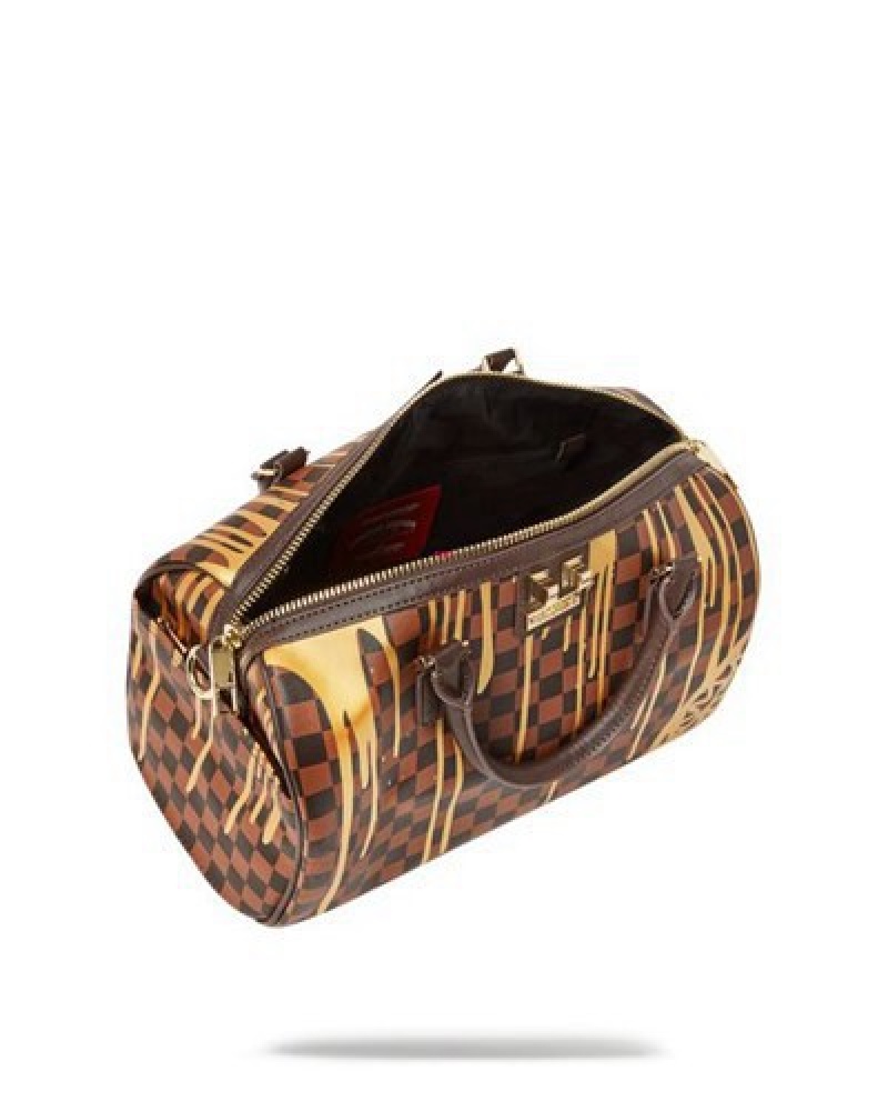 Brown Sprayground Paris Paint Mini Duffle Bags | 02687-COUA