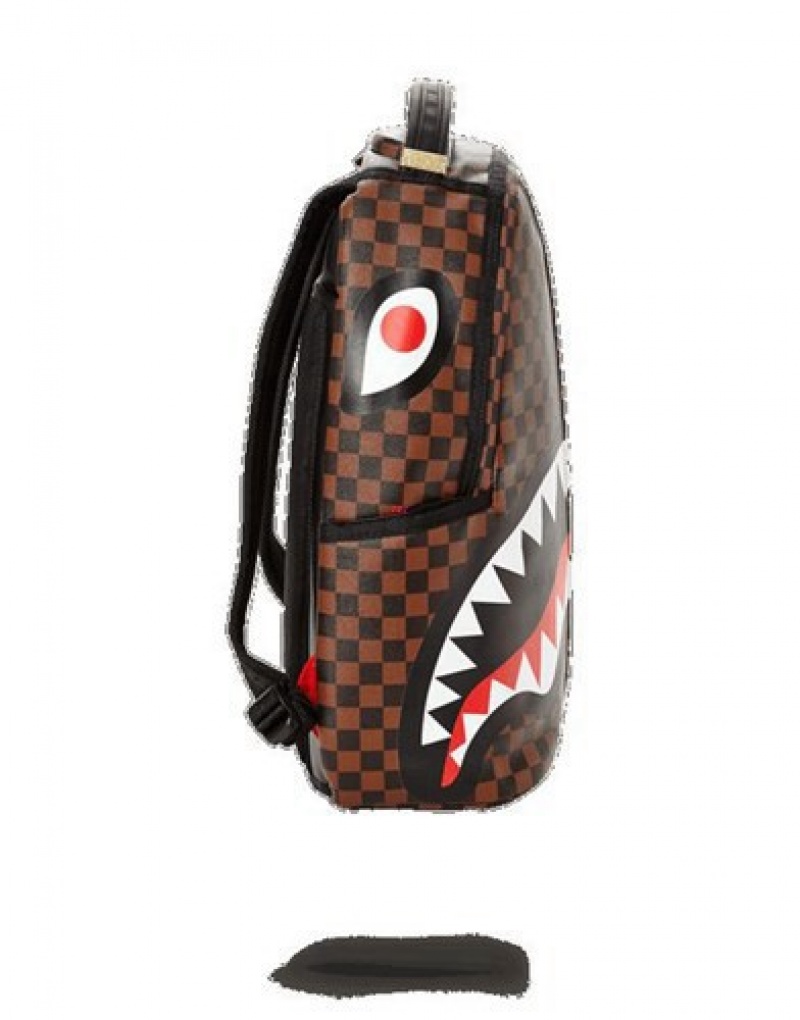 Brown Sprayground Paris Vs Florence Shark Backpacks | 92708-CODJ