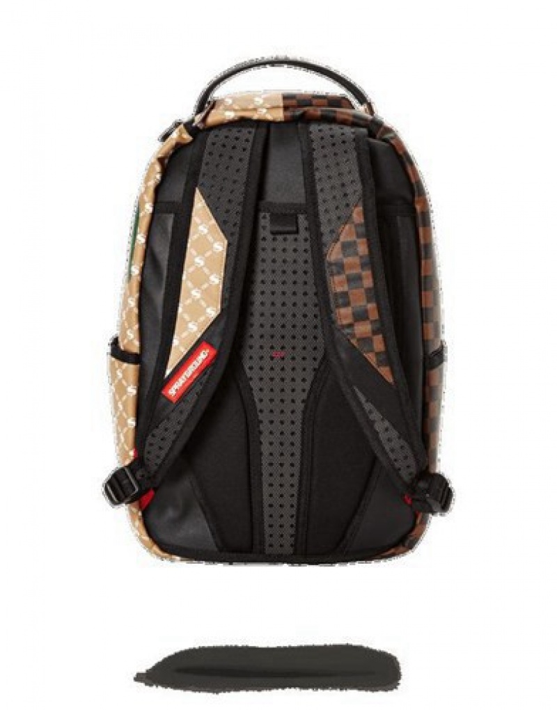 Brown Sprayground Paris Vs Florence Shark Backpacks | 92708-CODJ