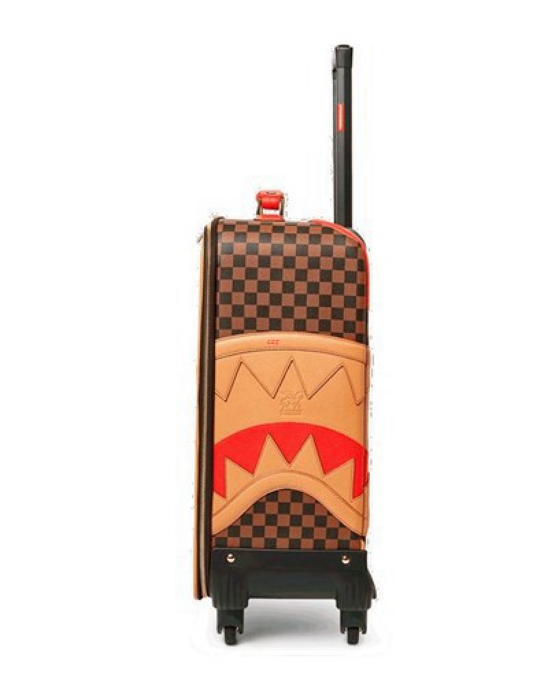 Brown Sprayground Raceway Henny Jetsetter Carry-on Luggage | 56974-HBKF