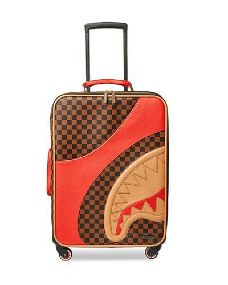 Brown Sprayground Raceway Henny Jetsetter Carry-on Luggage | 56974-HBKF