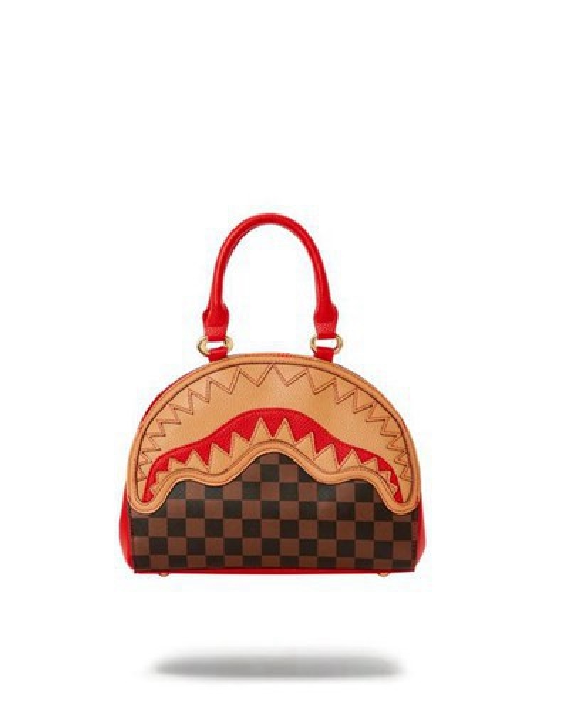 Brown Sprayground Raceway Henny Shark Handbag | 51248-CTMU