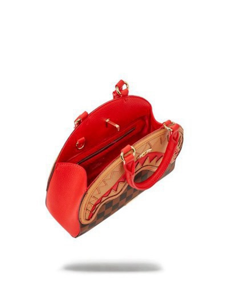 Brown Sprayground Raceway Henny Shark Handbag | 51248-CTMU