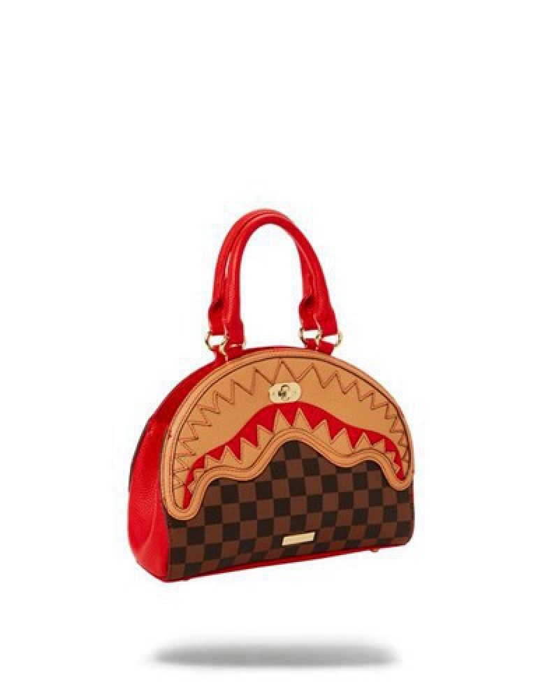 Brown Sprayground Raceway Henny Shark Handbag | 51248-CTMU