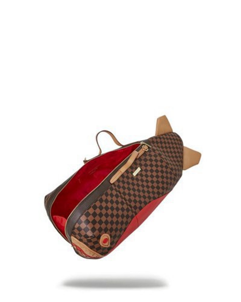 Brown Sprayground Raceway Henny Torpedo Duffle Bags | 16472-YFPX