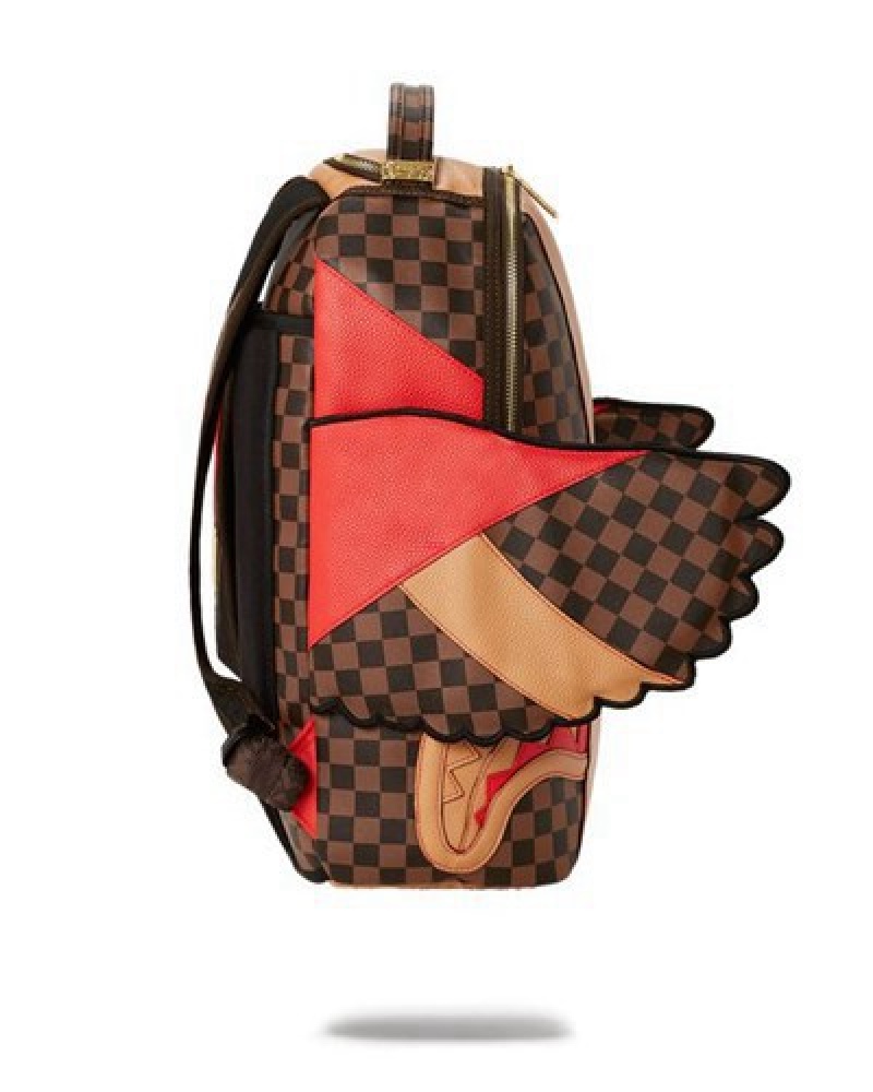 Brown Sprayground Raceway Henny Wing (Dlxv) Backpacks | 84165-GLYD