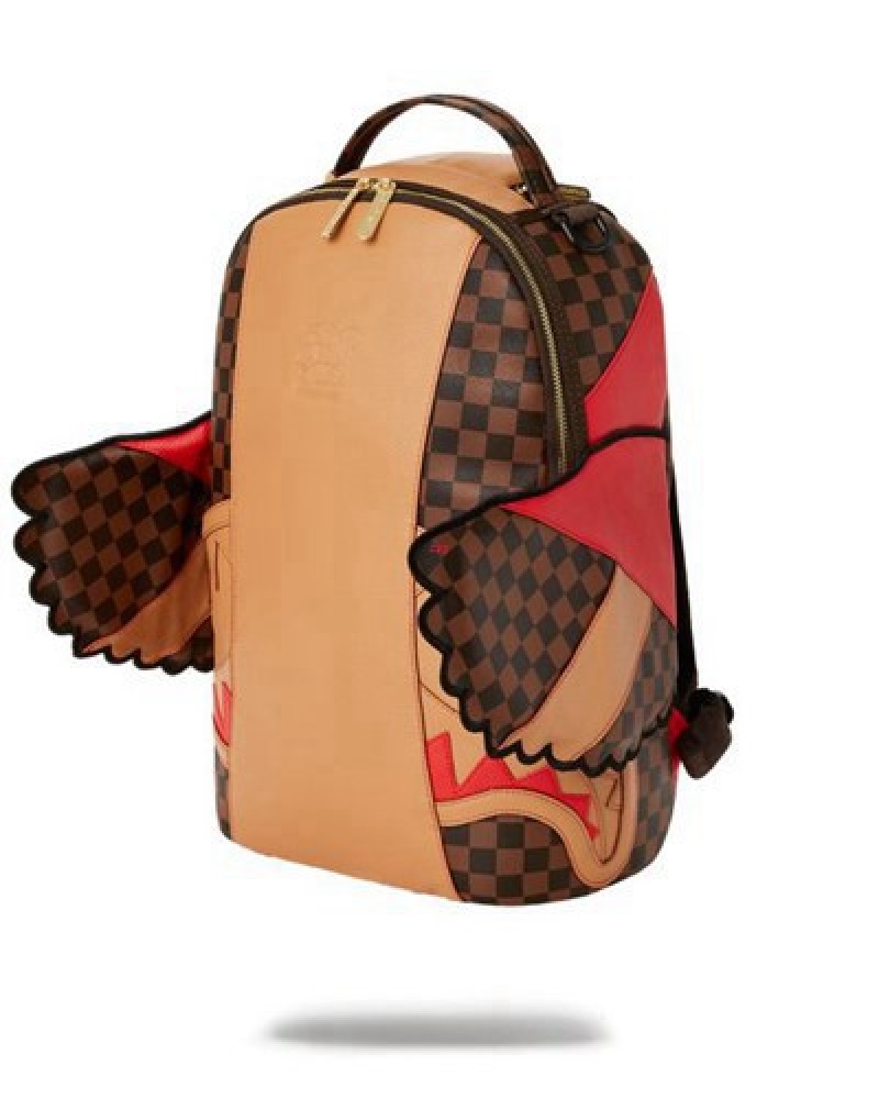 Brown Sprayground Raceway Henny Wing (Dlxv) Backpacks | 84165-GLYD