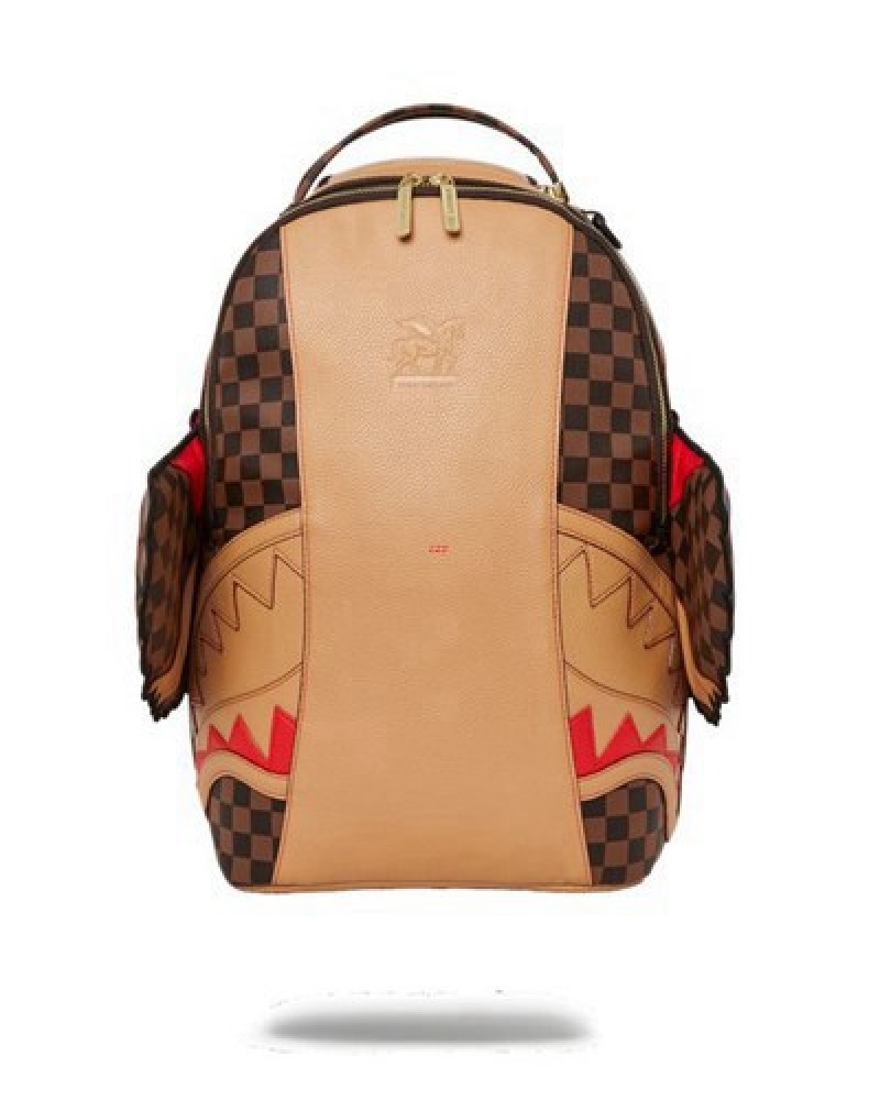 Brown Sprayground Raceway Henny Wing (Dlxv) Backpacks | 84165-GLYD