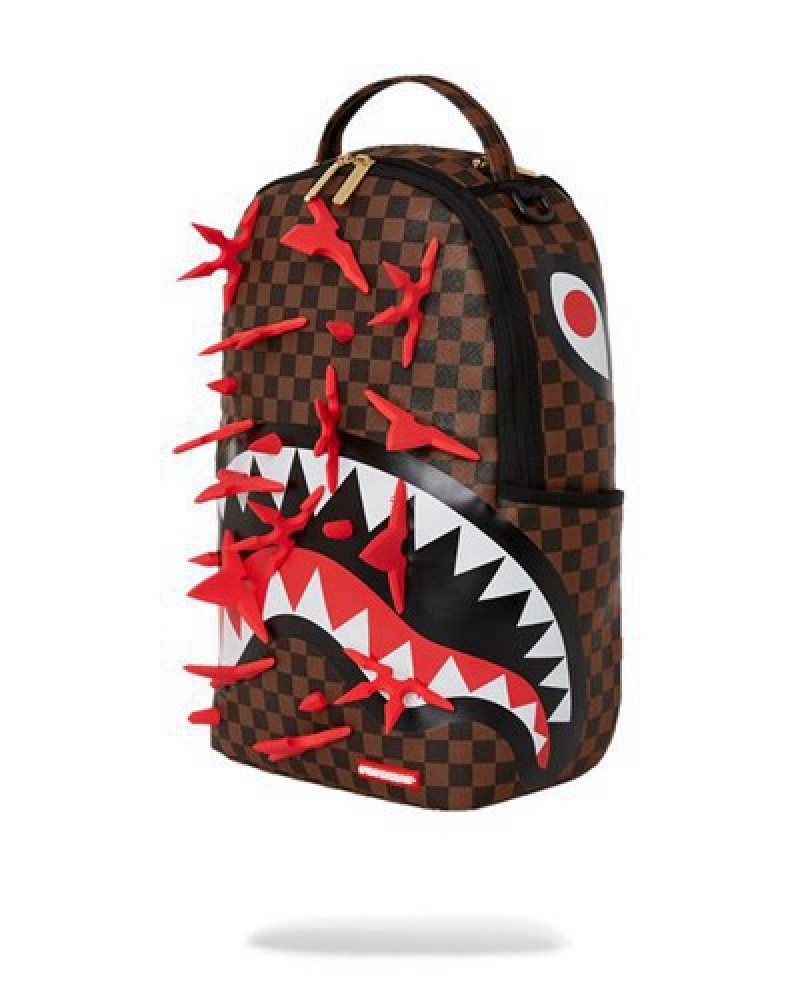 Brown Sprayground Real 3d Ninja Stars Smashed (Dlxv) Backpacks | 30817-DUBE