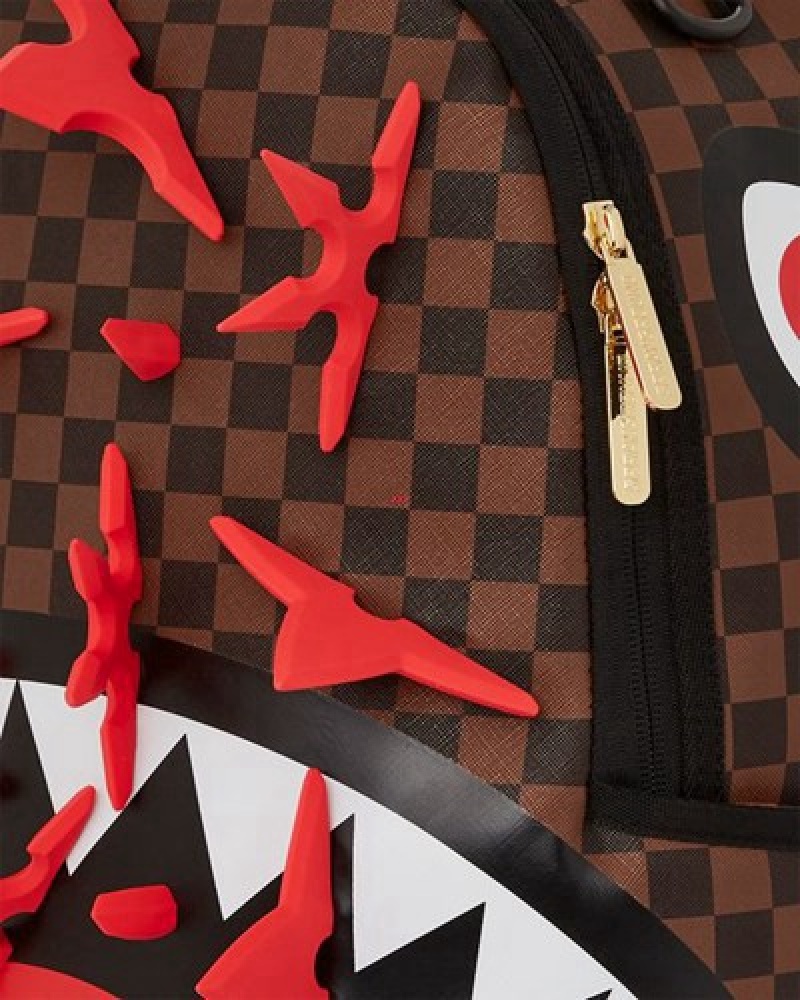 Brown Sprayground Real 3d Ninja Stars Smashed (Dlxv) Backpacks | 30817-DUBE