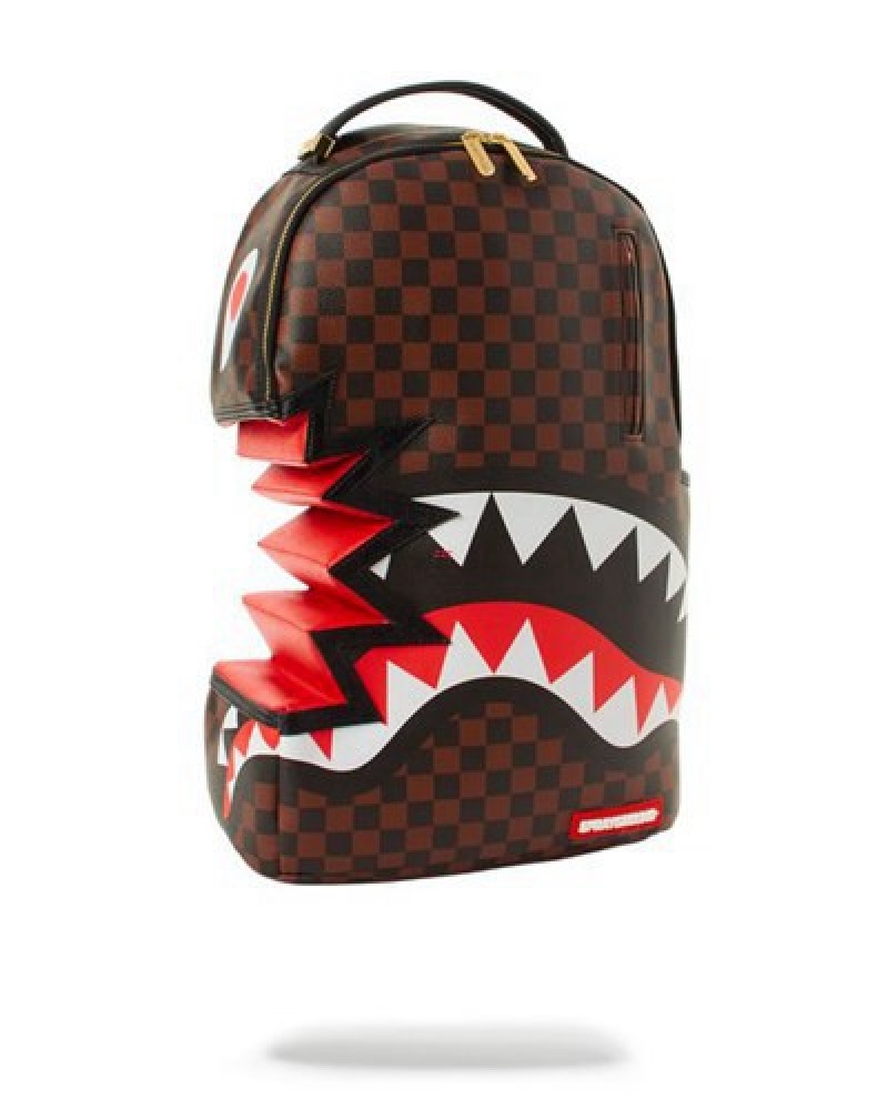 Brown Sprayground Shark Bite <3 Sharks In Paris Backpacks | 06513-ZJUG