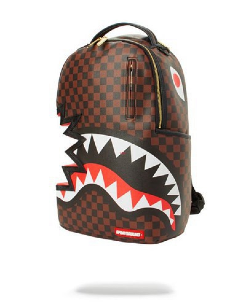 Brown Sprayground Shark Bite <3 Sharks In Paris Backpacks | 06513-ZJUG