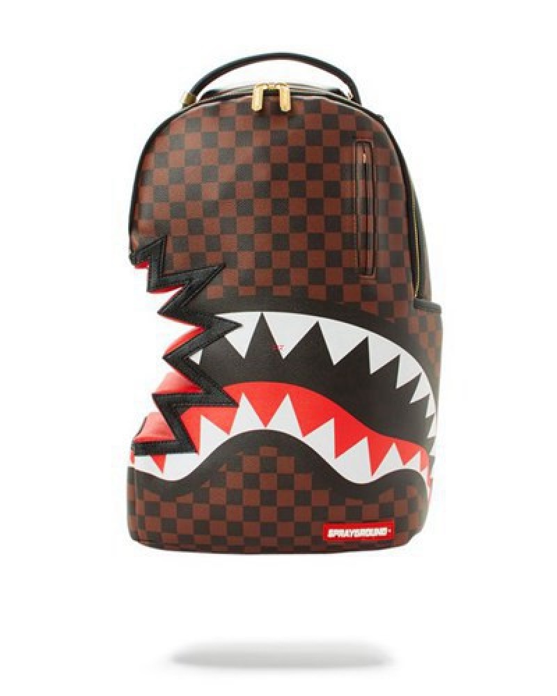 Brown Sprayground Shark Bite <3 Sharks In Paris Backpacks | 06513-ZJUG