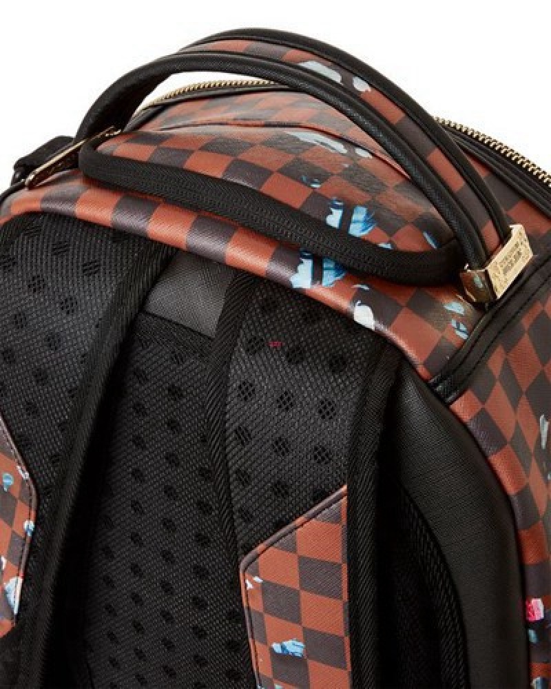 Brown Sprayground Shark Bite Money Explosion Backpacks | 68395-FMLX