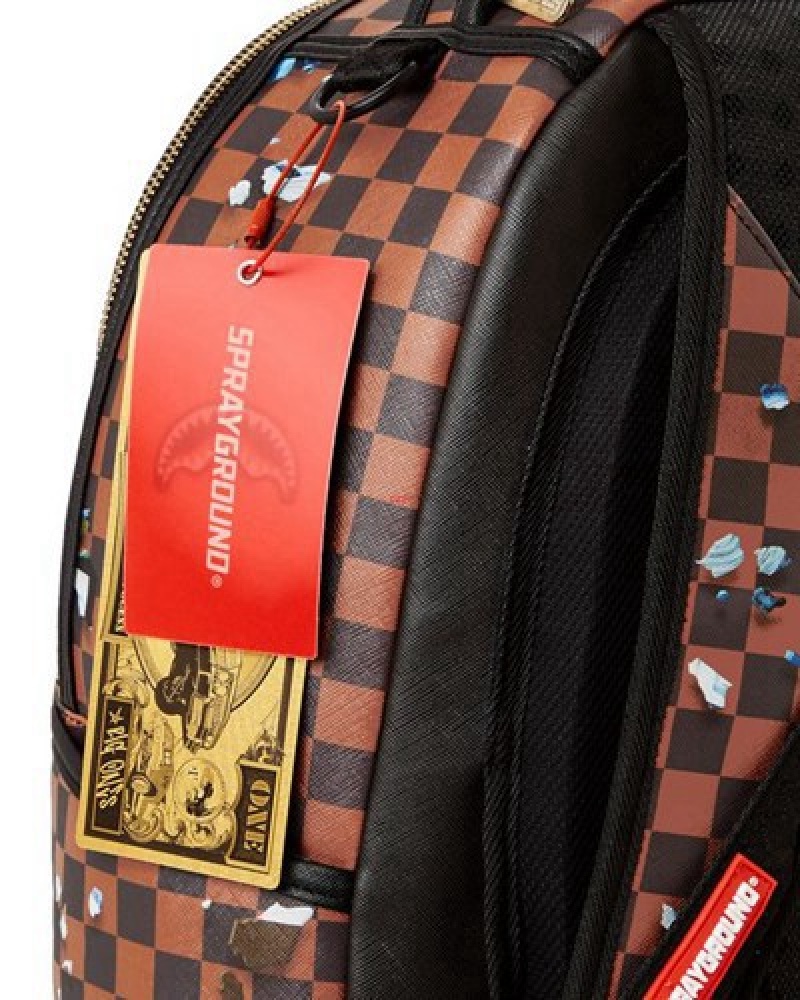 Brown Sprayground Shark Bite Money Explosion Backpacks | 68395-FMLX