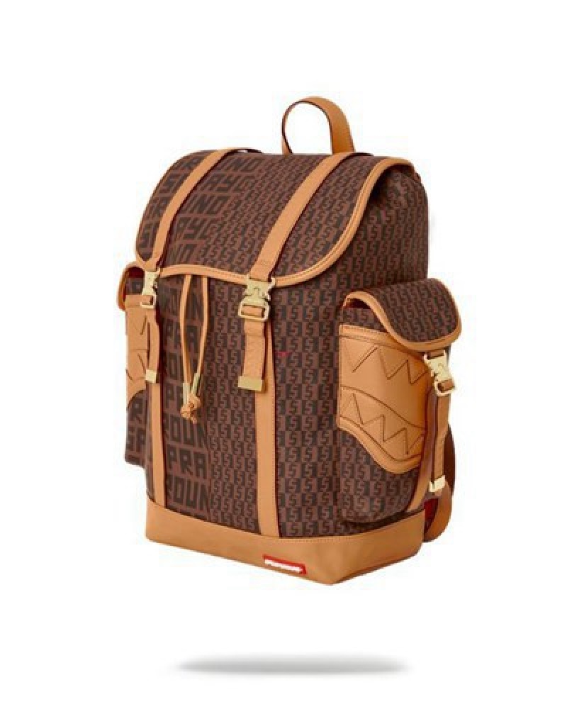 Brown Sprayground Sharkfinity Monte Carlo Backpacks | 64539-VIDC