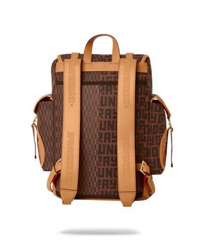 Brown Sprayground Sharkfinity Monte Carlo Backpacks | 64539-VIDC